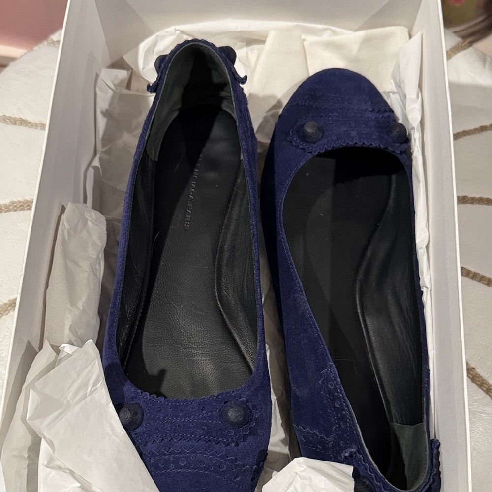 Balenciaga Elegant Navy Blue Women's Flats